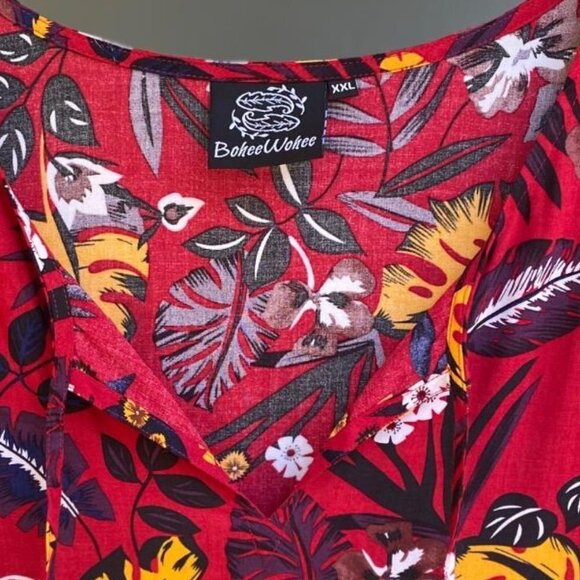 BoheeWohee Women Bohemian Vintage Neck-Tie Printed Shift, Size XXL - Picture 5 of 6